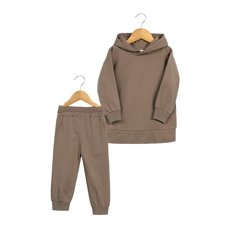 Custom Embroidery Cotton Kids Jogger Hoodies Sets Pullover Tracksuit Children Clothing High Quality 2piece Kids Sweatsuit Sets