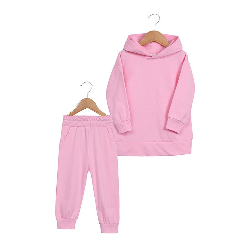 Custom Embroidery Cotton Kids Jogger Hoodies Sets Pullover Tracksuit Children Clothing High Quality 2piece Kids Sweatsuit Sets
