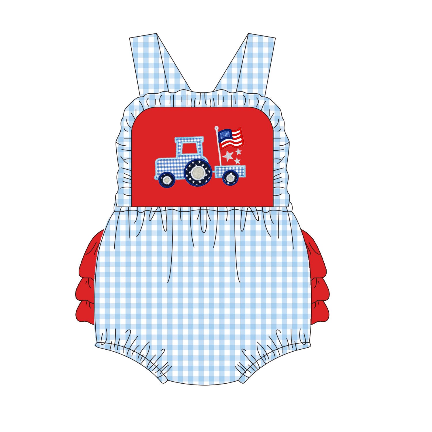 July of 4th Embroidery clothing set Design high quality baby boys outfit