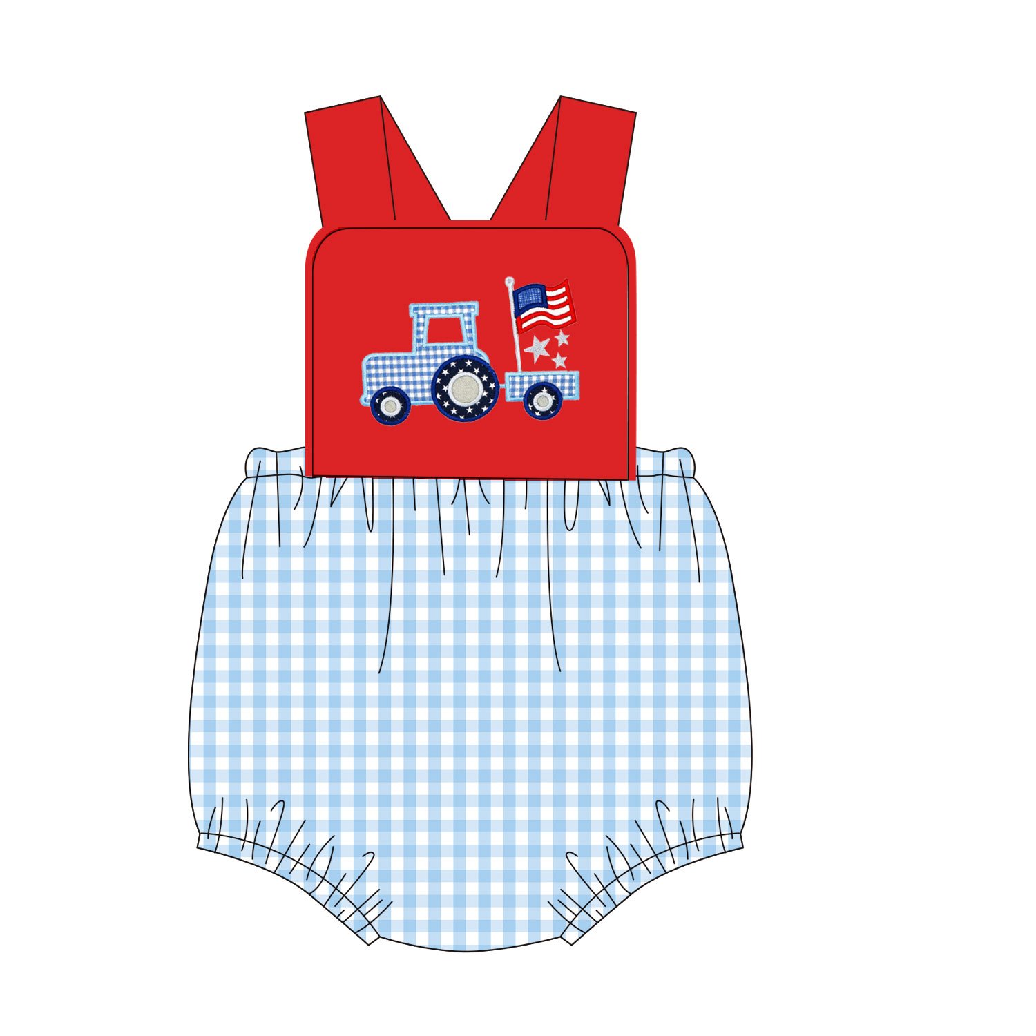 July of 4th Embroidery clothing set Design high quality baby boys outfit
