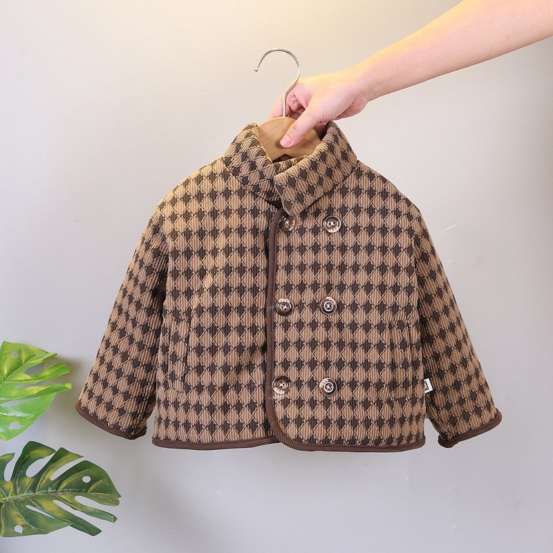Winter New Arrival Kids 2pcs Suits Plaid Jacket+Trousers Thickening Casual Baby Boys Clothing Sets