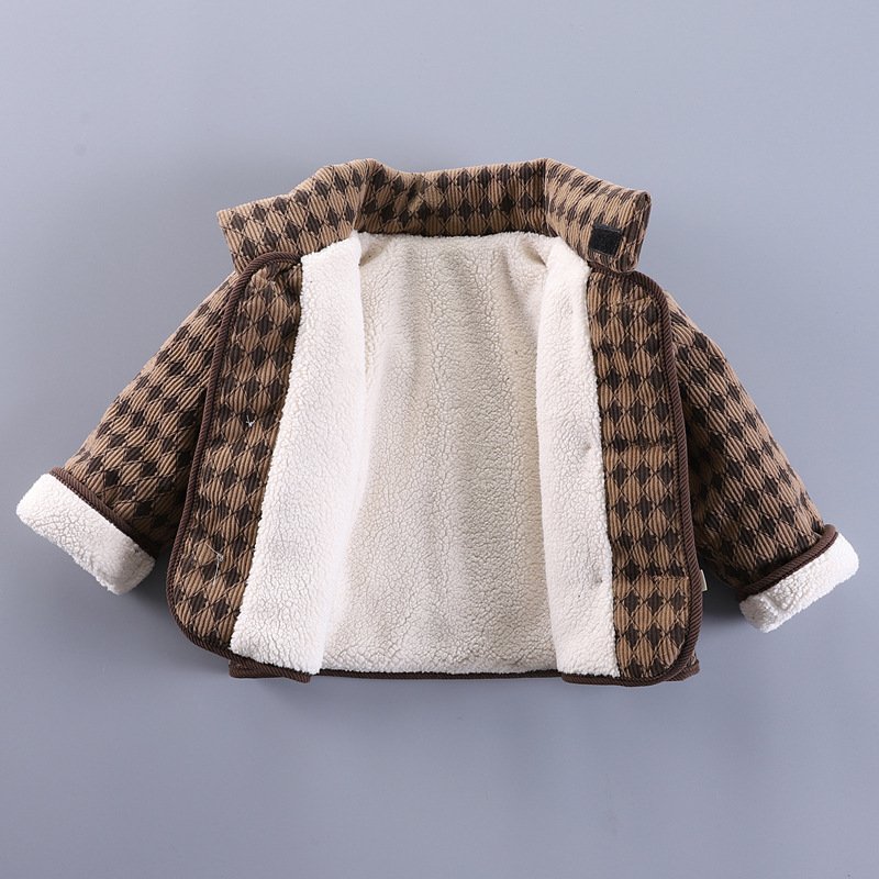 Winter New Arrival Kids 2pcs Suits Plaid Jacket+Trousers Thickening Casual Baby Boys Clothing Sets