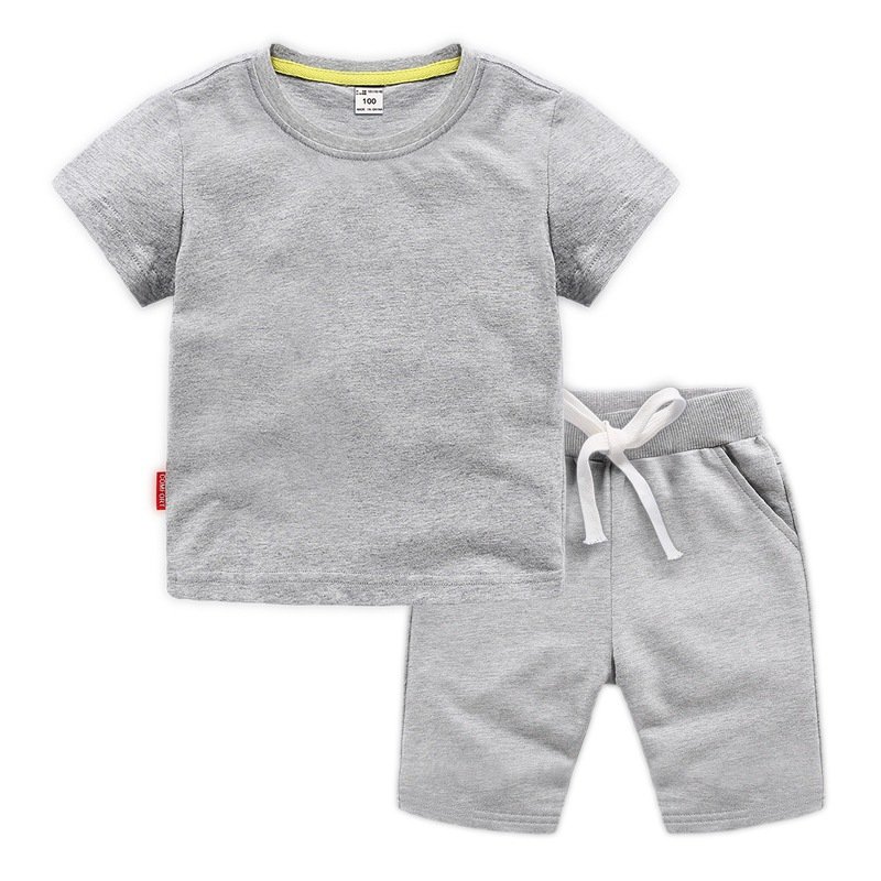 baju anak grosir 2-8 years kids clothes 2 piece suit 100% cotton children casual sports t shirt shorts summer boys clothing sets