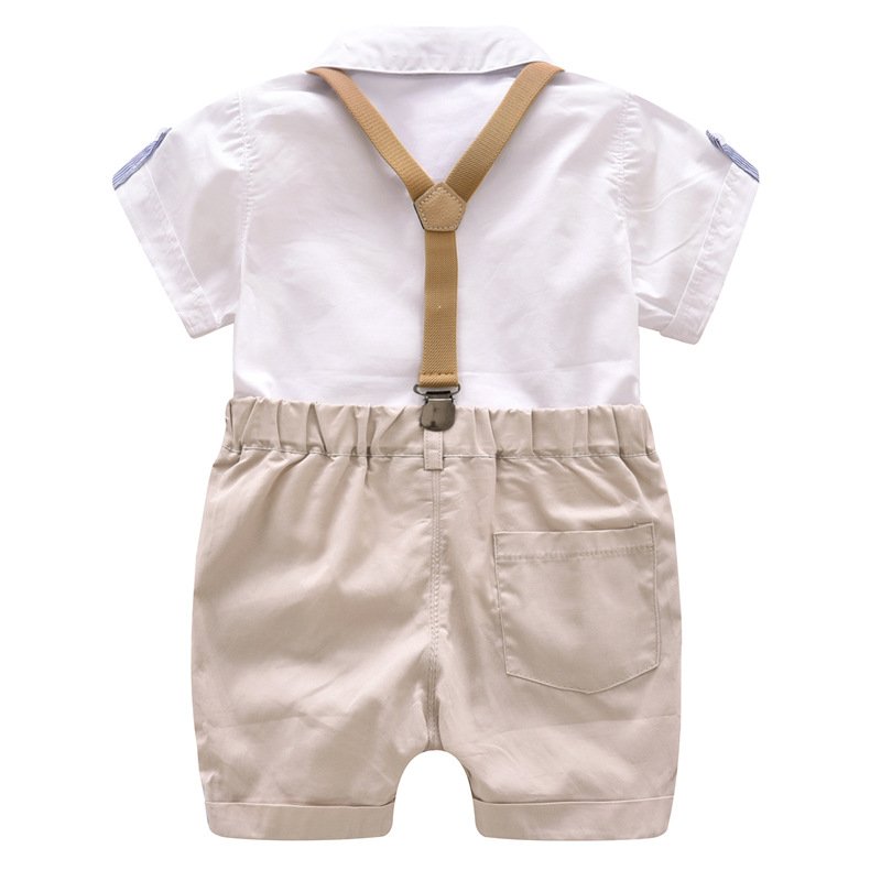 Summer Boys Clothing Sets Children Clothing Set Kids Boy Clothes White Shirts + Shorts 3PCS Gentleman Suit with Bow tie