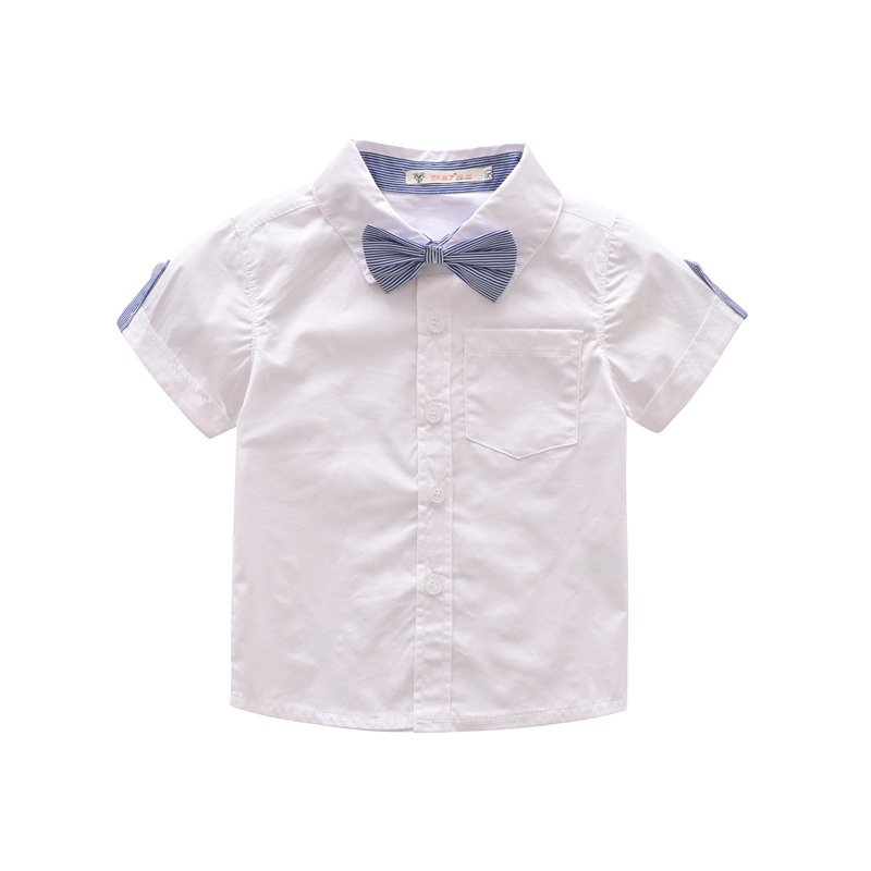 Summer Boys Clothing Sets Children Clothing Set Kids Boy Clothes White Shirts + Shorts 3PCS Gentleman Suit with Bow tie