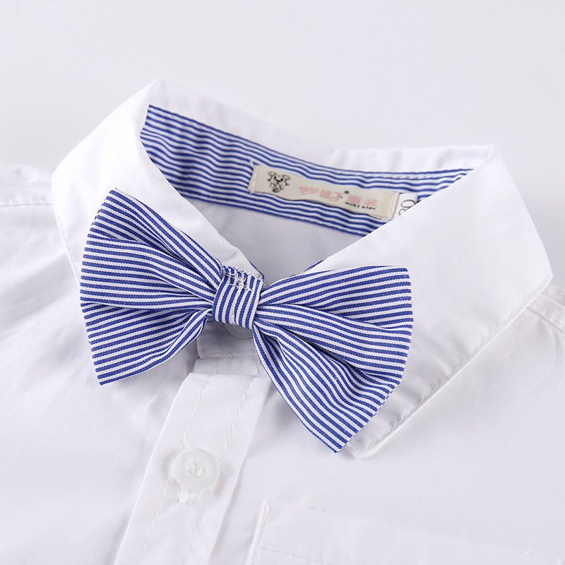 Summer Boys Clothing Sets Children Clothing Set Kids Boy Clothes White Shirts + Shorts 3PCS Gentleman Suit with Bow tie