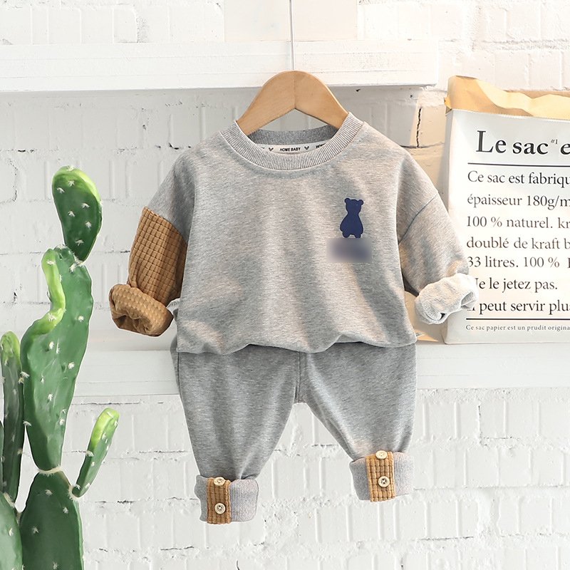 2023 Kid T-shirt Suit Korean Cartoon Print 1 To 5T Cotton Jogger Tracksuit Set Casual Wear Special-sleeved Baby Clothing Sets