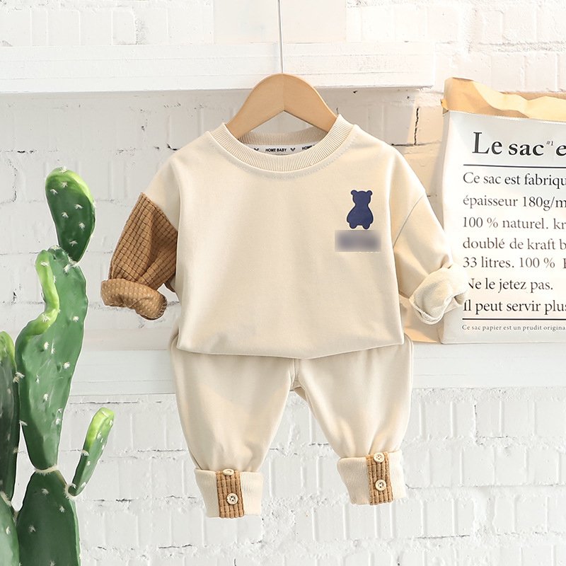 2023 Kid T-shirt Suit Korean Cartoon Print 1 To 5T Cotton Jogger Tracksuit Set Casual Wear Special-sleeved Baby Clothing Sets
