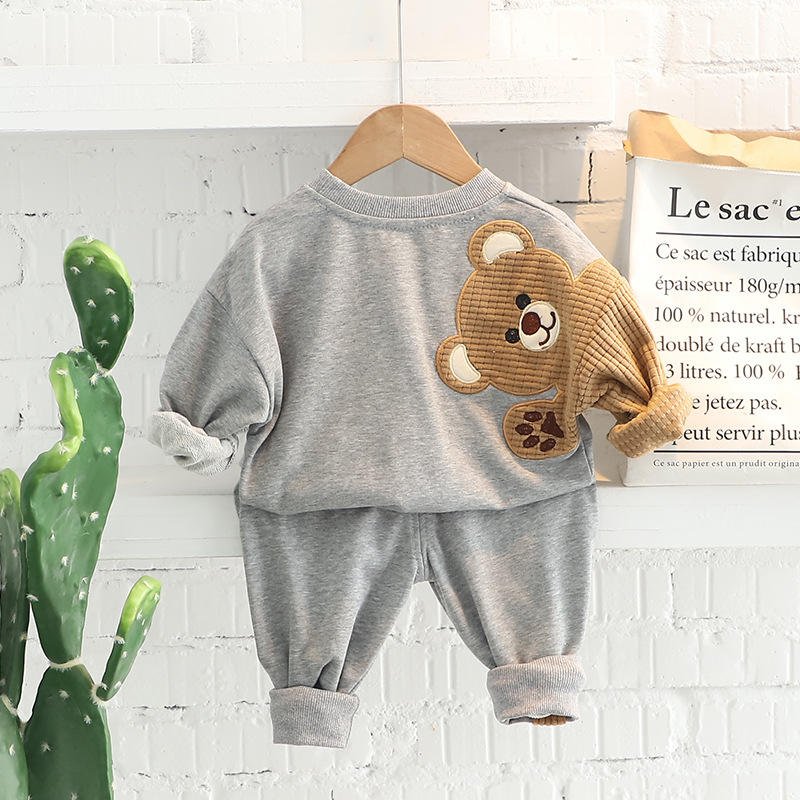 2023 Kid T-shirt Suit Korean Cartoon Print 1 To 5T Cotton Jogger Tracksuit Set Casual Wear Special-sleeved Baby Clothing Sets