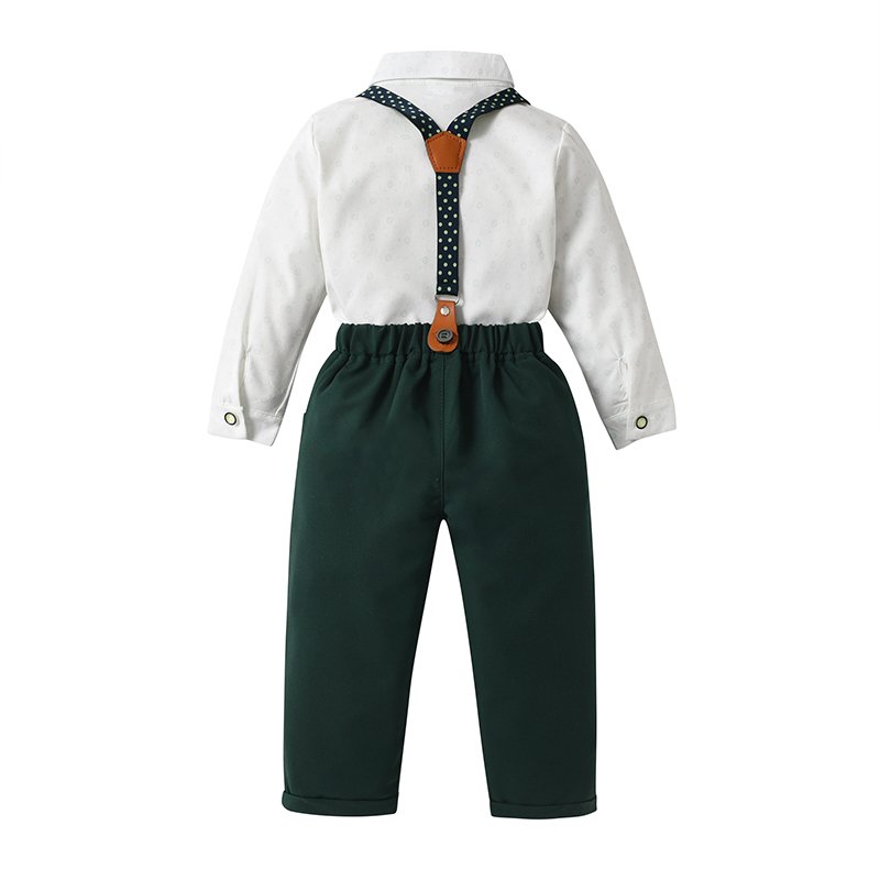 New Style Boy Clothing Set Autumn Long Sleeve Shirt + Suspenders Trousers Kids Birthday Party Costume Children Gentleman Suit