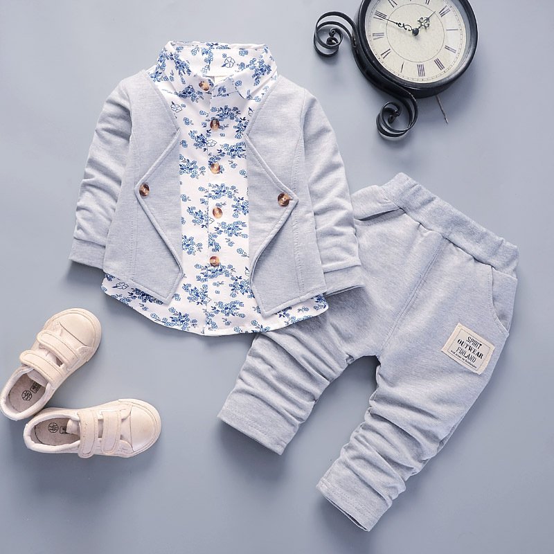 Hot Selling Spring Baby Boy Clothing Set 2pcs Gentlemen Suit Baby Boy Clothing Set