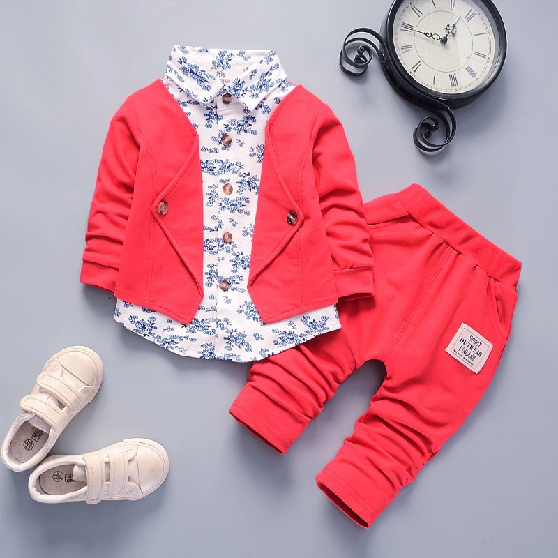 Hot Selling Spring Baby Boy Clothing Set 2pcs Gentlemen Suit Baby Boy Clothing Set