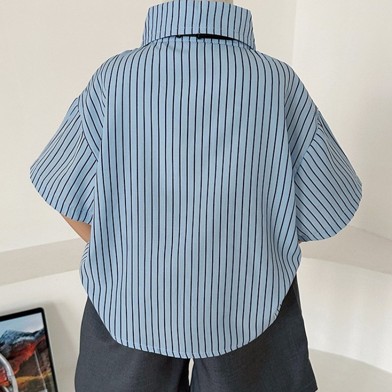 Striped Kid Clothes Boys Shirt Breathable Children's Clothing Summer Korean Style Kids Girl Clothing Sets New