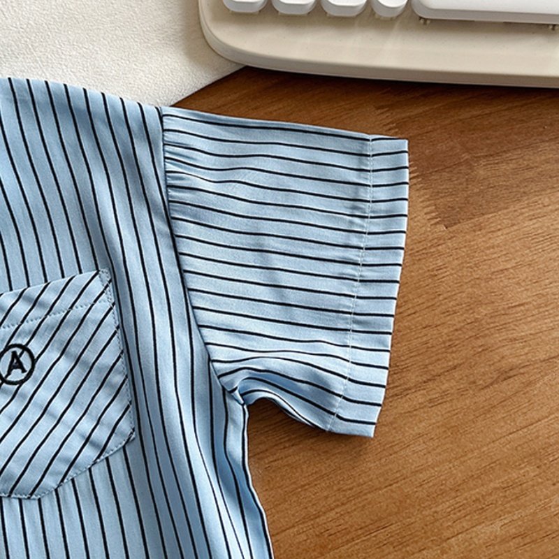 Striped Kid Clothes Boys Shirt Breathable Children's Clothing Summer Korean Style Kids Girl Clothing Sets New