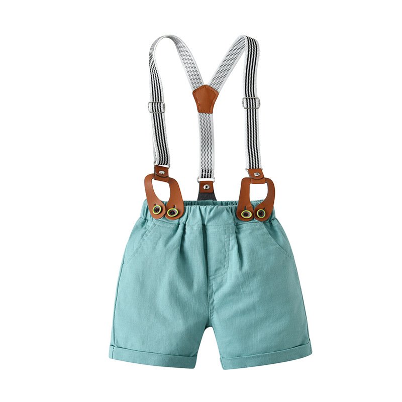 New Arrival Cotton Boy Baby Clothes Formal Set with Bow 1 Year Old Newborn Clothes for Baby Boy Solid Color Summer Boy Clothes
