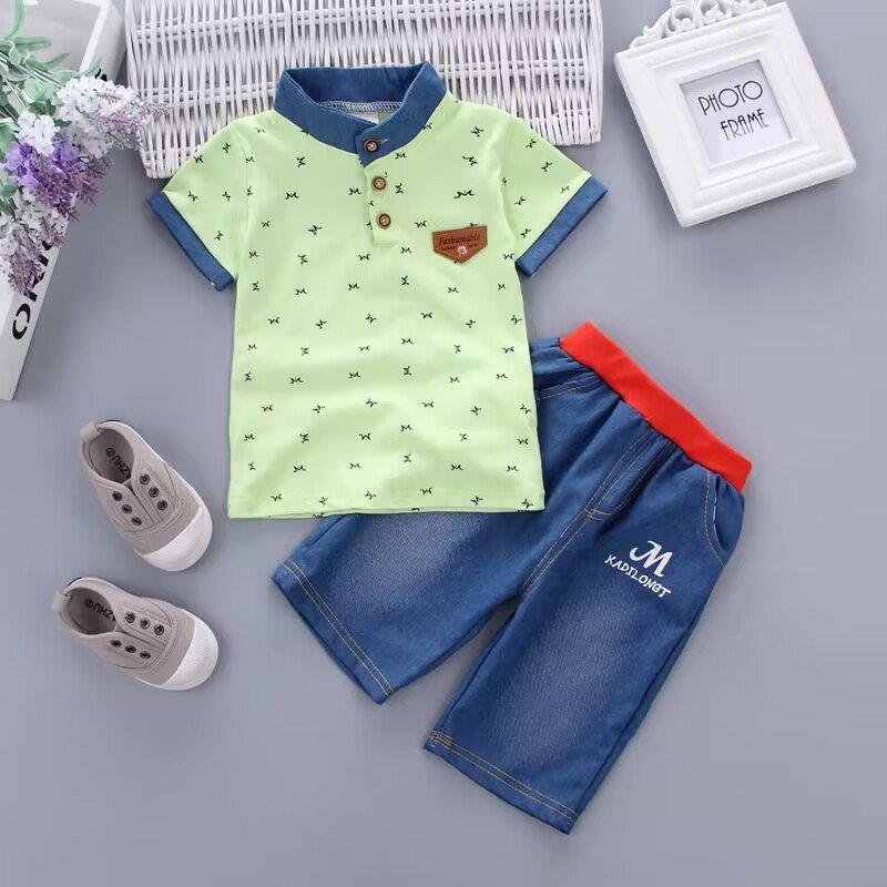 Summer new style boy and baby suit cartoon short-sleeved suit two-piece set