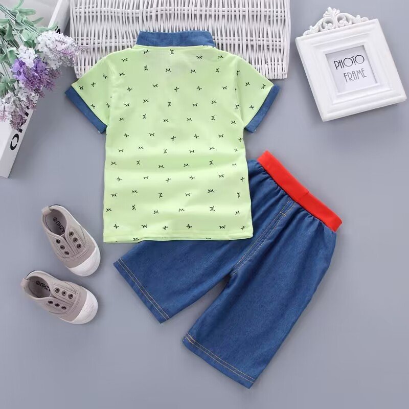 Summer new style boy and baby suit cartoon short-sleeved suit two-piece set