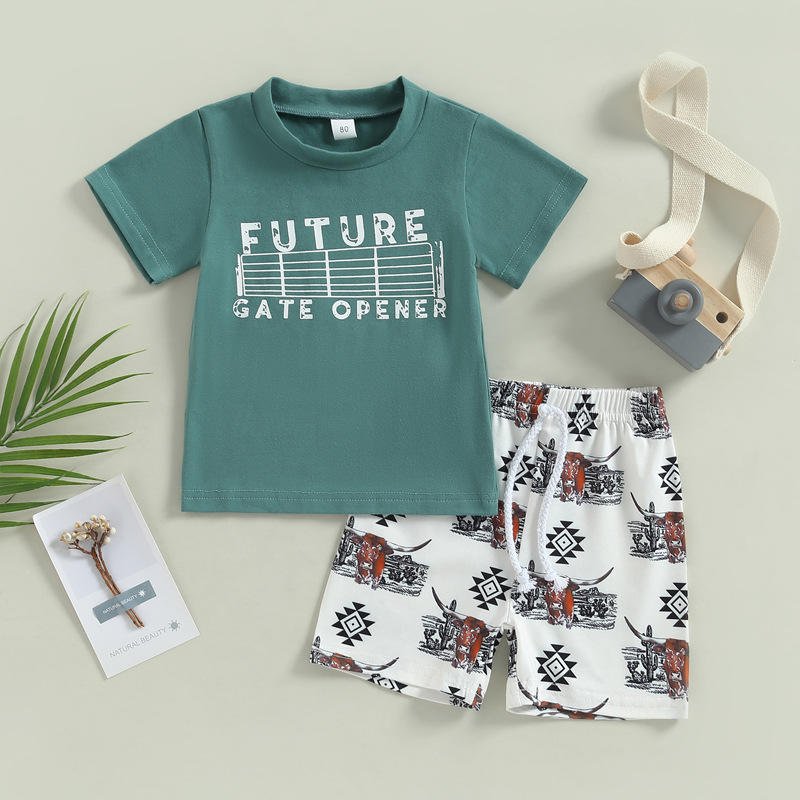 Latest Style Low Price Summer Popular Custom Pattern Printed Kids Boys Clothing Sets