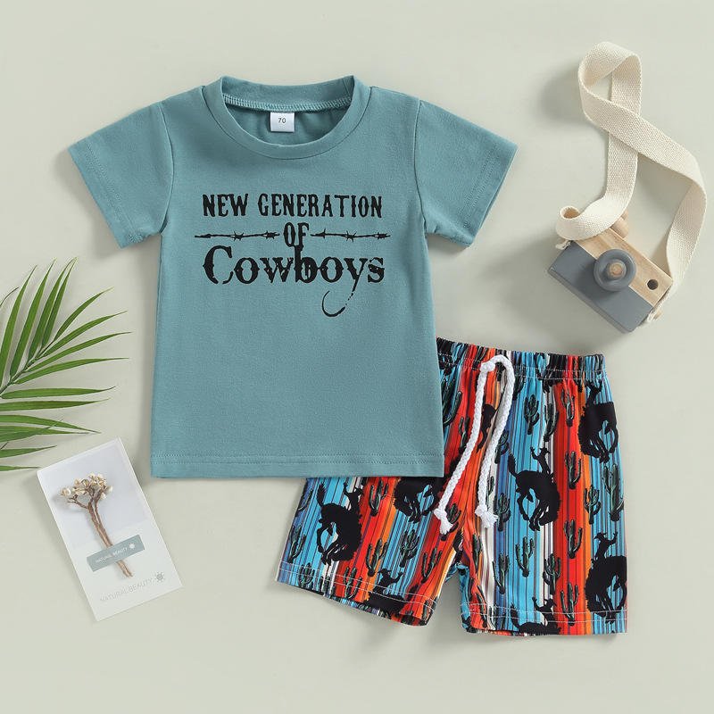 Latest Style Low Price Summer Popular Custom Pattern Printed Kids Boys Clothing Sets