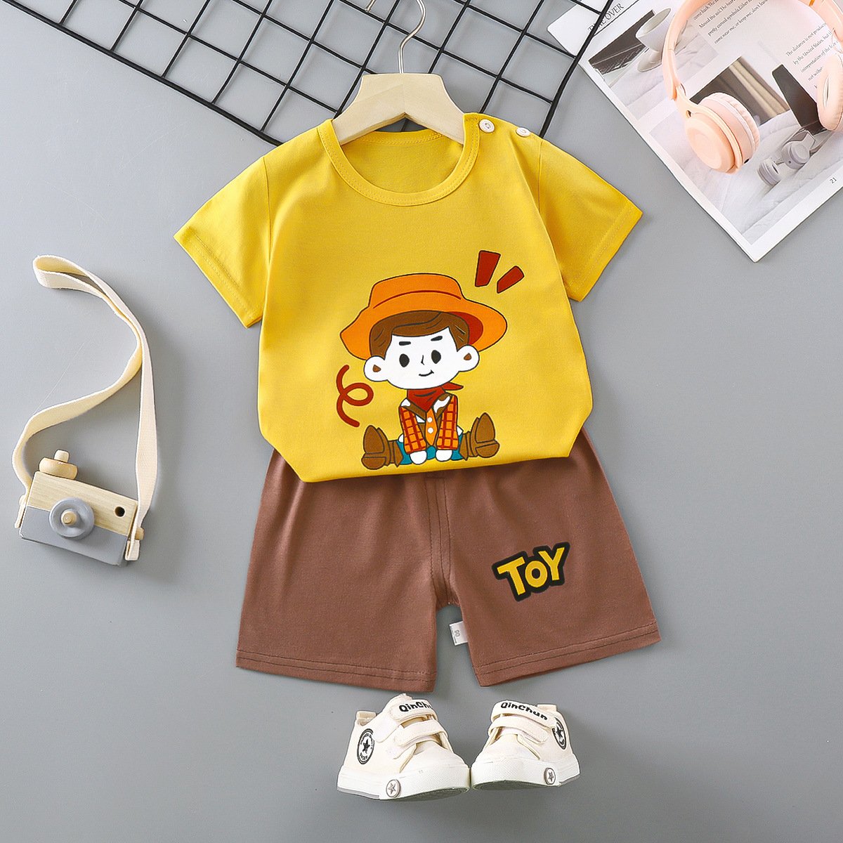 Hot Sale Summer 100% Cotton Kids Clothes 2-piece Set Boys Clothing Girls Dress in Stock