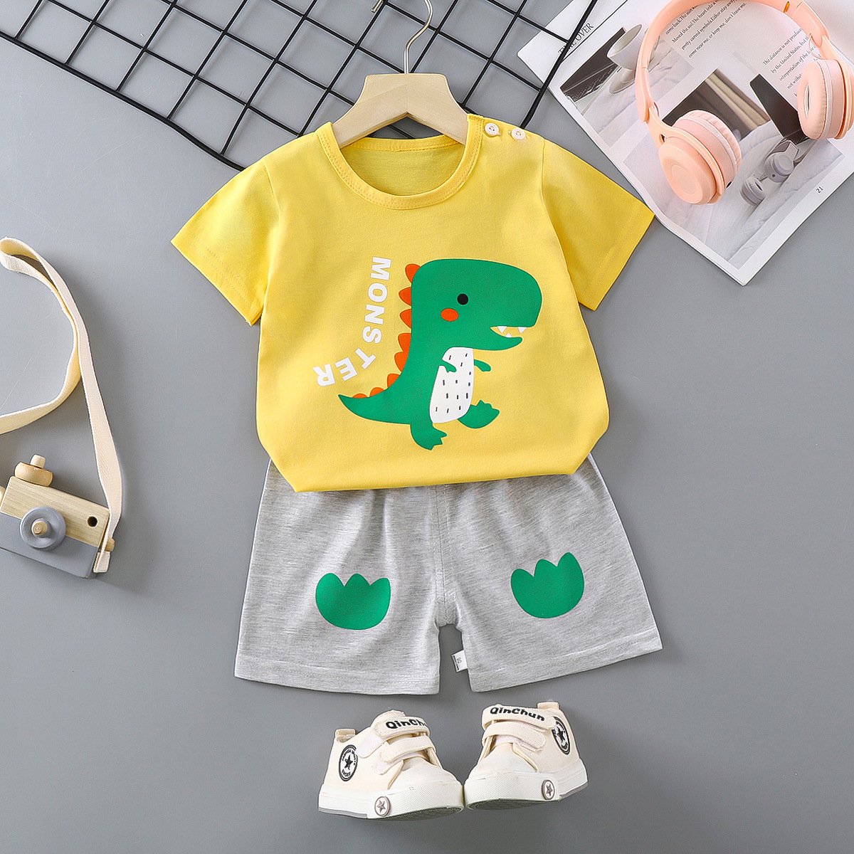 Hot Sale Summer 100% Cotton Kids Clothes 2-piece Set Boys Clothing Girls Dress in Stock