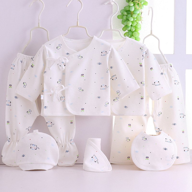 0-3 Months Baby 100% Cotton Clothes 7pcs/set Longs Sleeve Pajamas Underwear Suit Cute Newborn Baby Gift Set