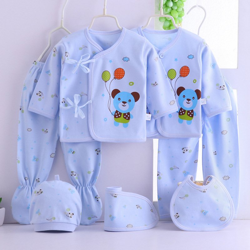 0-3 Months Baby 100% Cotton Clothes 7pcs/set Longs Sleeve Pajamas Underwear Suit Cute Newborn Baby Gift Set