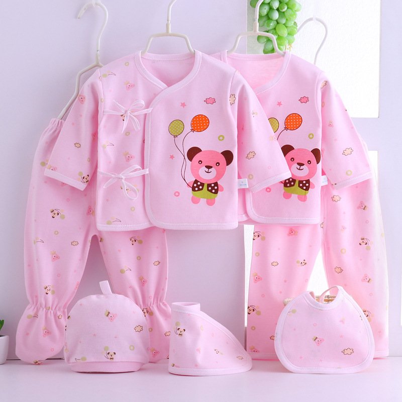 0-3 Months Baby 100% Cotton Clothes 7pcs/set Longs Sleeve Pajamas Underwear Suit Cute Newborn Baby Gift Set