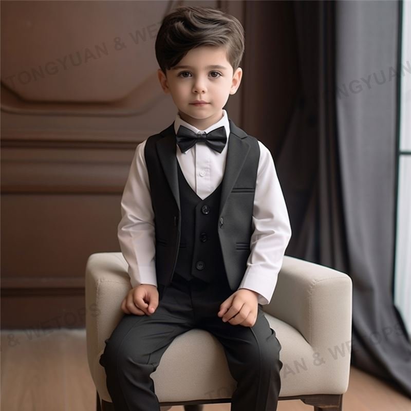 Custom Clothing Direct Factory Price Trendy Designed Kid's Wear Tuxedo Set Baby Boy Three Piece Formal Set Outfits Supplier