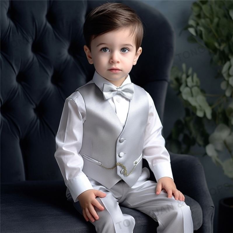 Custom Clothing Direct Factory Price Trendy Designed Kid's Wear Tuxedo Set Baby Boy Three Piece Formal Set Outfits Supplier