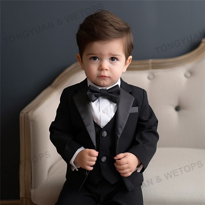 Custom Clothing Direct Factory Price Trendy Designed Kid's Wear Tuxedo Set Baby Boy Three Piece Formal Set Outfits Supplier