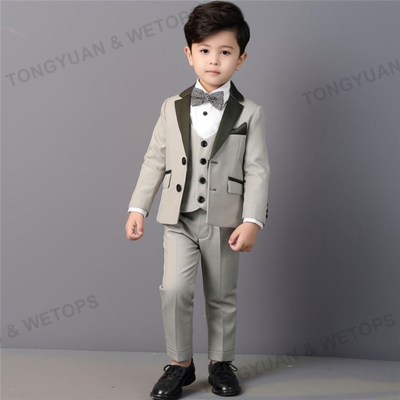 Custom Clothing Direct Factory Price Trendy Designed Kid's Wear Tuxedo Set Baby Boy Three Piece Formal Set Outfits Supplier