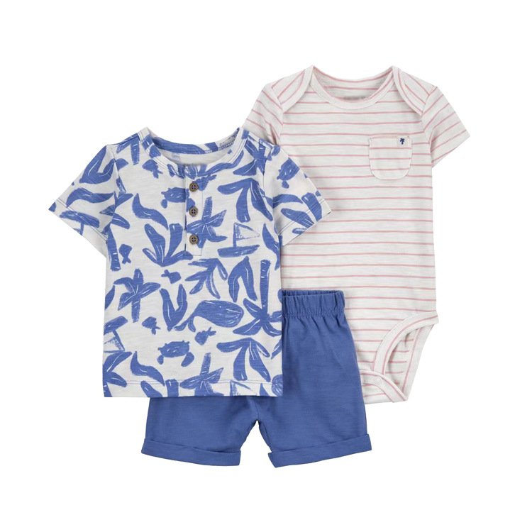 Fashion bright color newborn rompers outfits summer 3 pcs toddler boys sets baby clothing manufacturers