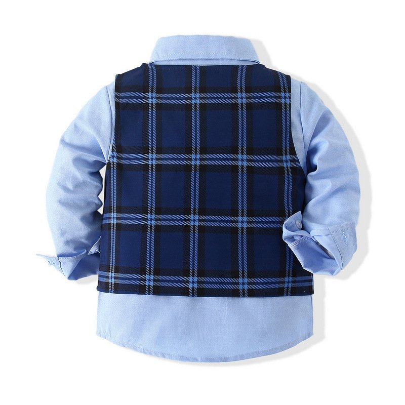 Toddler Boys Gentleman Party Dress Clothing Sets 2024 New Baby Boys Plaid Shirt Slim Pants 3pcs Boys Clothing Sets