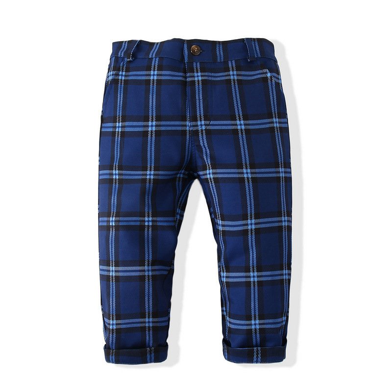 Toddler Boys Gentleman Party Dress Clothing Sets 2024 New Baby Boys Plaid Shirt Slim Pants 3pcs Boys Clothing Sets