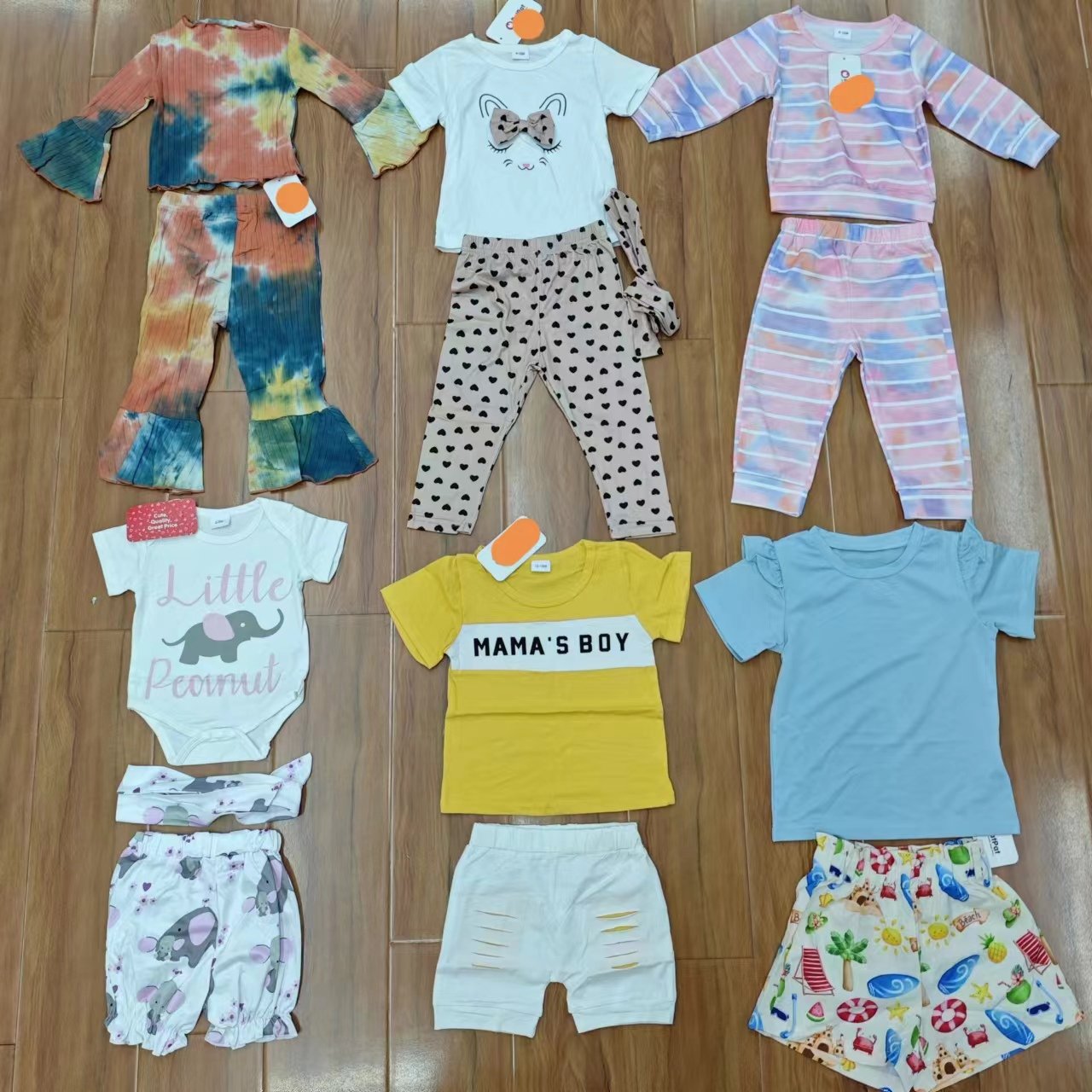 Newborn Baby tenor clothing sets baby Summer Short Sleeve Tops Boys Girls Outfits 2 Pieces overstock assorted leftover surplus