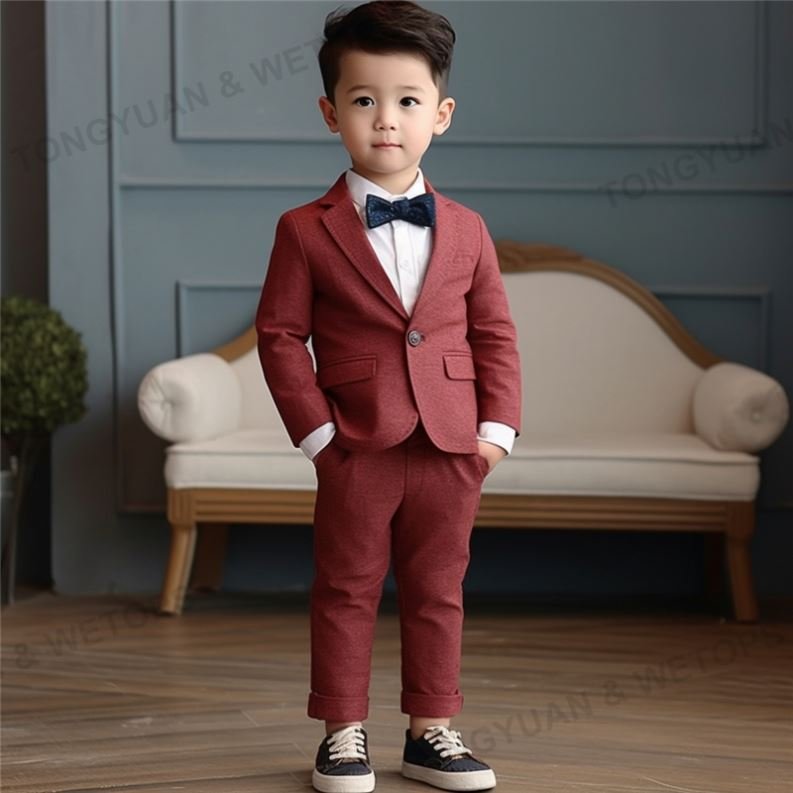 Custom Clothing Looks Sharp 1Y To 6Y Boys Suits Baby Birthday Cloth Set Classic Long Sleeve Wedding Suits For Kids Boys