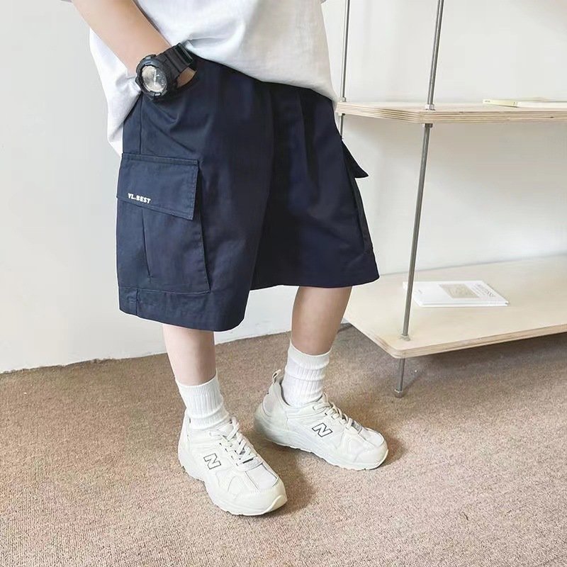 Children's short sleeved two-piece set Summer New Embroidered Waffle Half Sleeve Thin Set Boys clothing sets