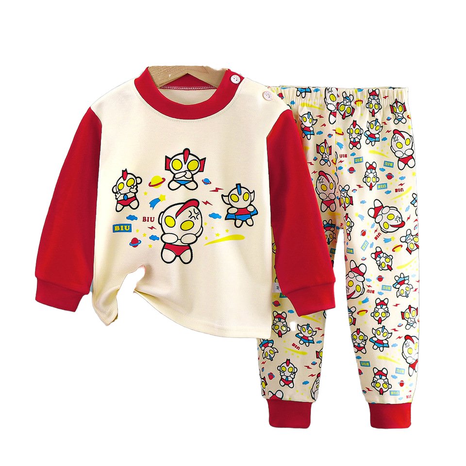 0-6Year Kids Pajamas Baby Boys Clothing Print Long Sleeved Cotton Kids Children Sleepwear Cotton Kids Pajamas