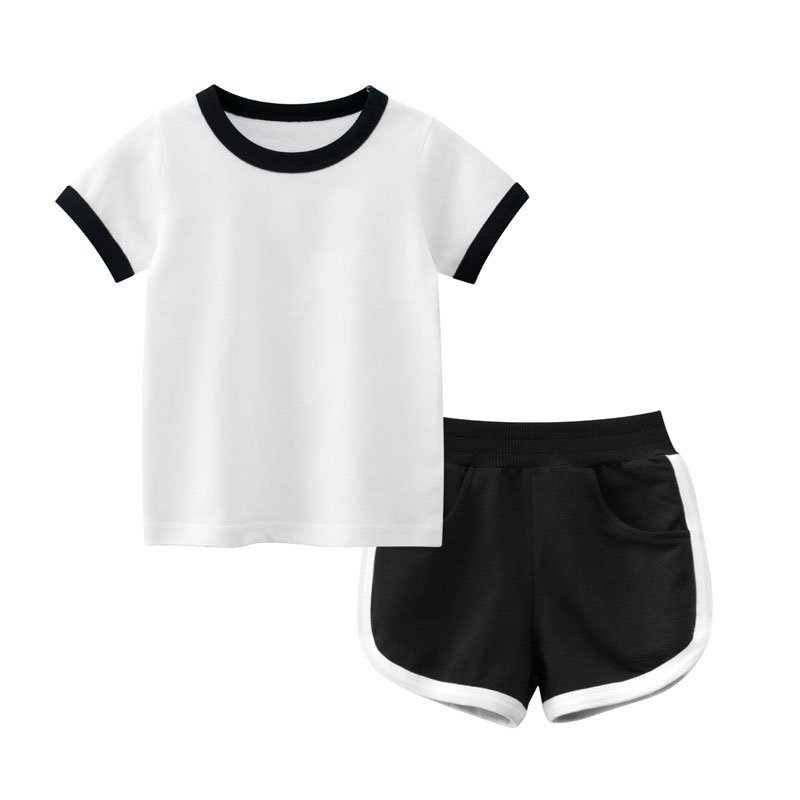 wholesale cotton kids Essential Tracksuit Children's Clothing sets t shirt and short 2 pcs sportswear outfits unisex suit