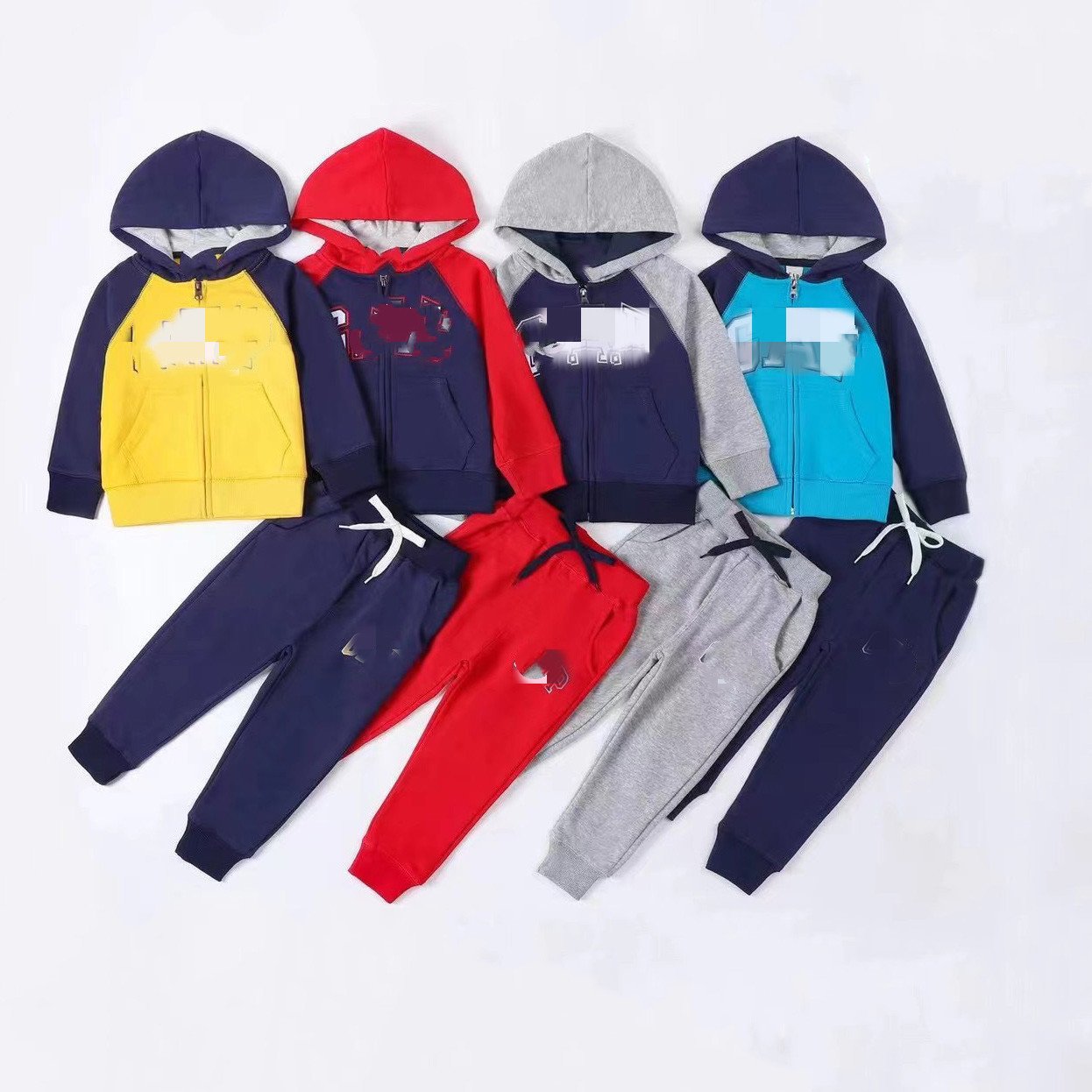 Have Stock hoodies set kids Patchwork Color fall boy clothing set Full Length boys clothing sets