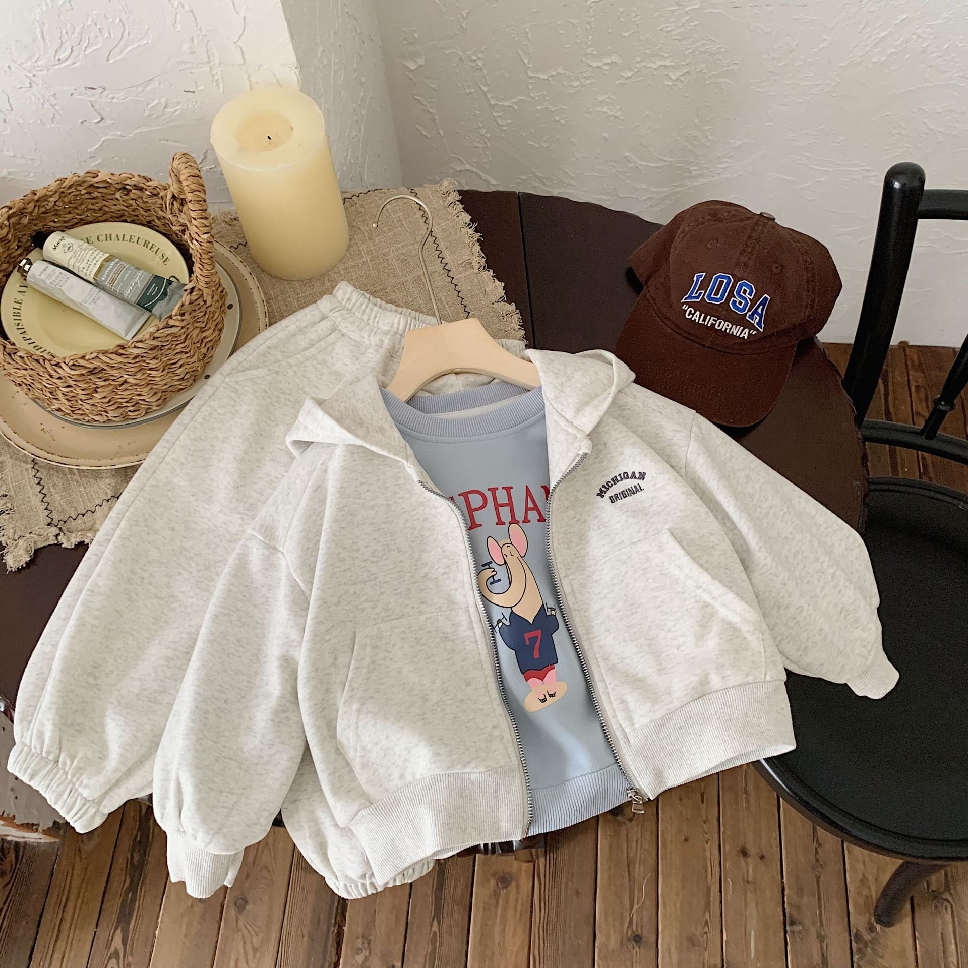 Custom Kids Baby Boy Two Piece Hoodies Tracksuit Outfits Jogger baby boy clothing sets With Zipper