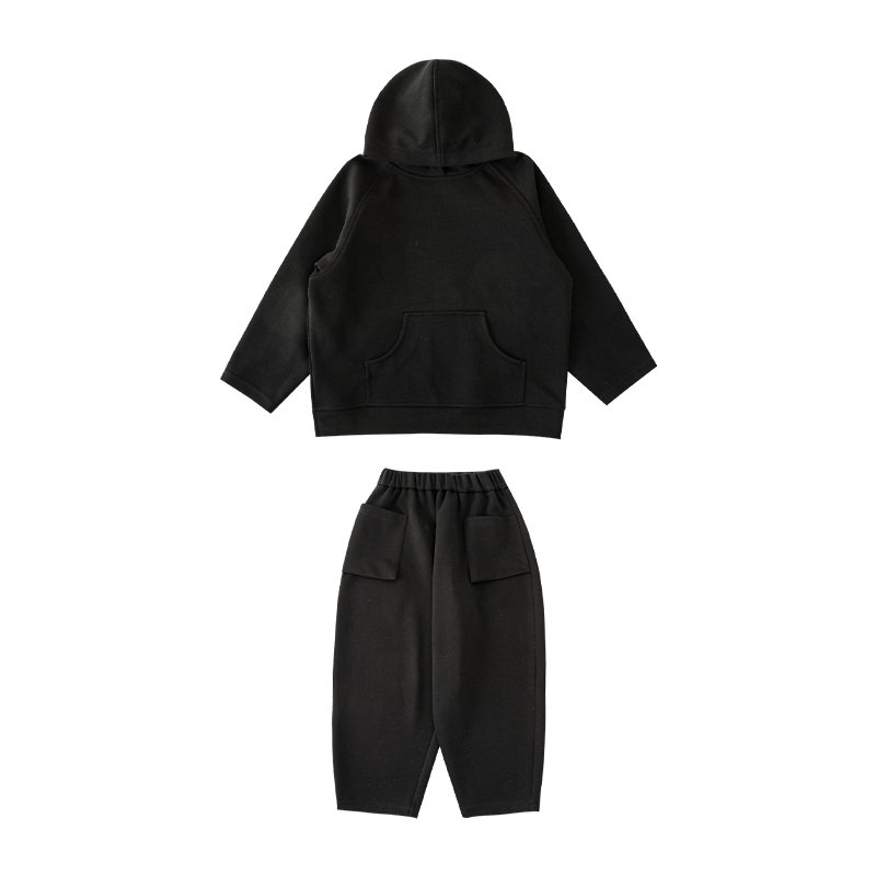custom new design RTS toddler sweatshirt Loose Casual Solid Color children Hoodie Shirt and Hat kids boys clothing Set