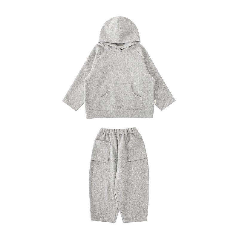 custom new design RTS toddler sweatshirt Loose Casual Solid Color children Hoodie Shirt and Hat kids boys clothing Set
