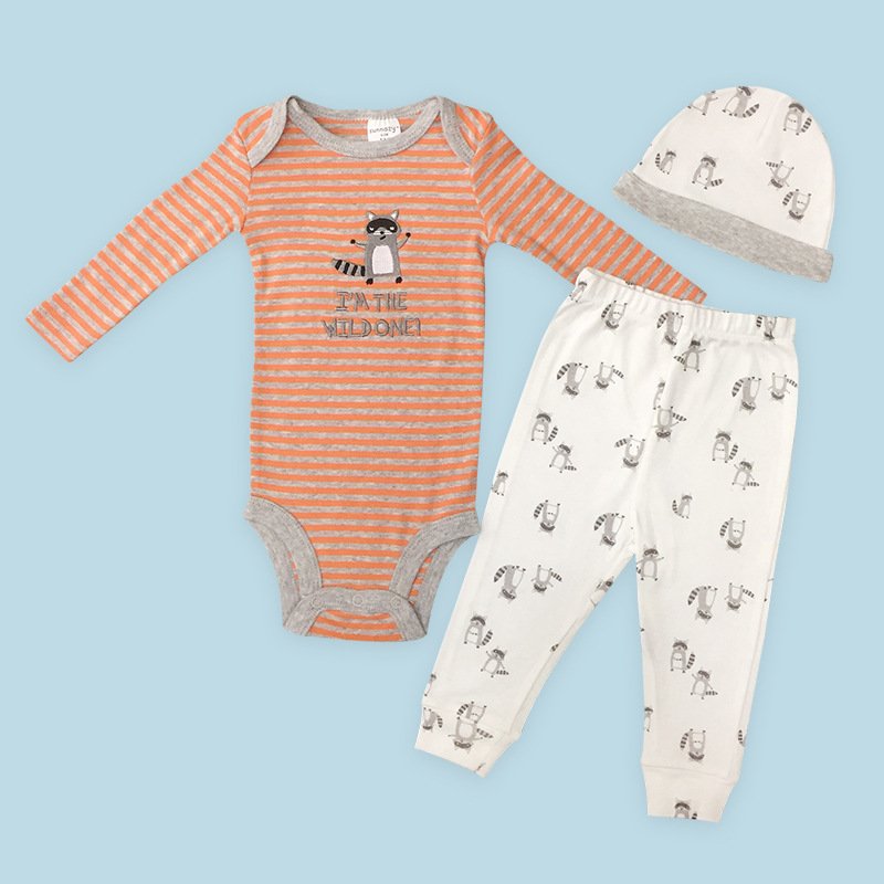 Newborn Baby set 3pcs baby Clothes Long Sleeveb rompers pants hat cartoon animals clothing set