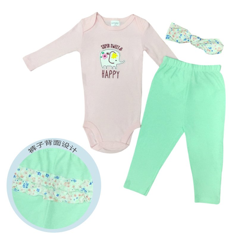 Newborn Baby set 3pcs baby Clothes Long Sleeveb rompers pants hat cartoon animals clothing set