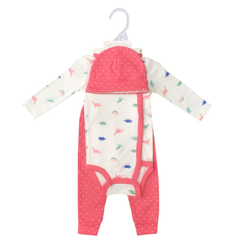 Newborn Baby set 3pcs baby Clothes Long Sleeveb rompers pants hat cartoon animals clothing set