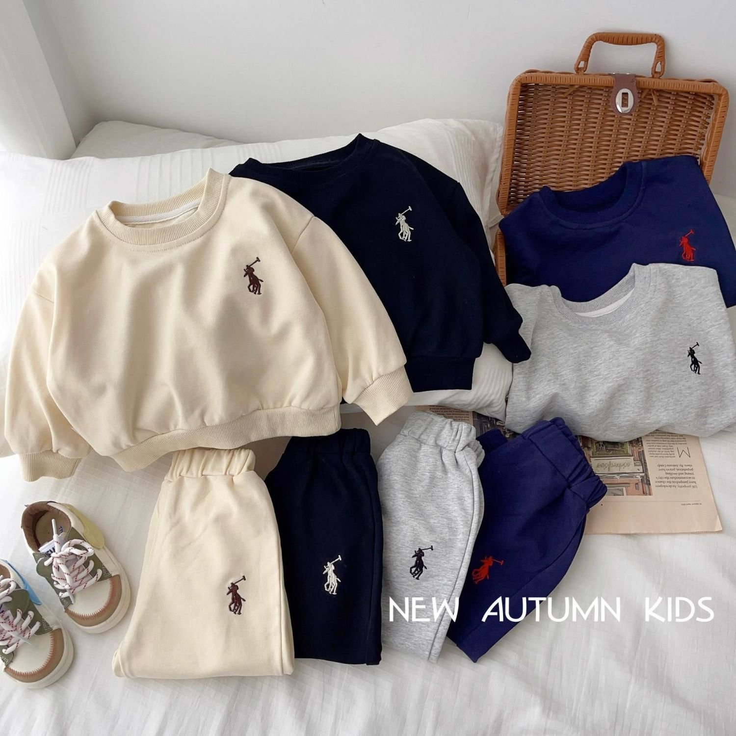 Wholesale Kids Clothing Two Piece Set Print Boys Long Sleeve Crew neck hoodie and pants