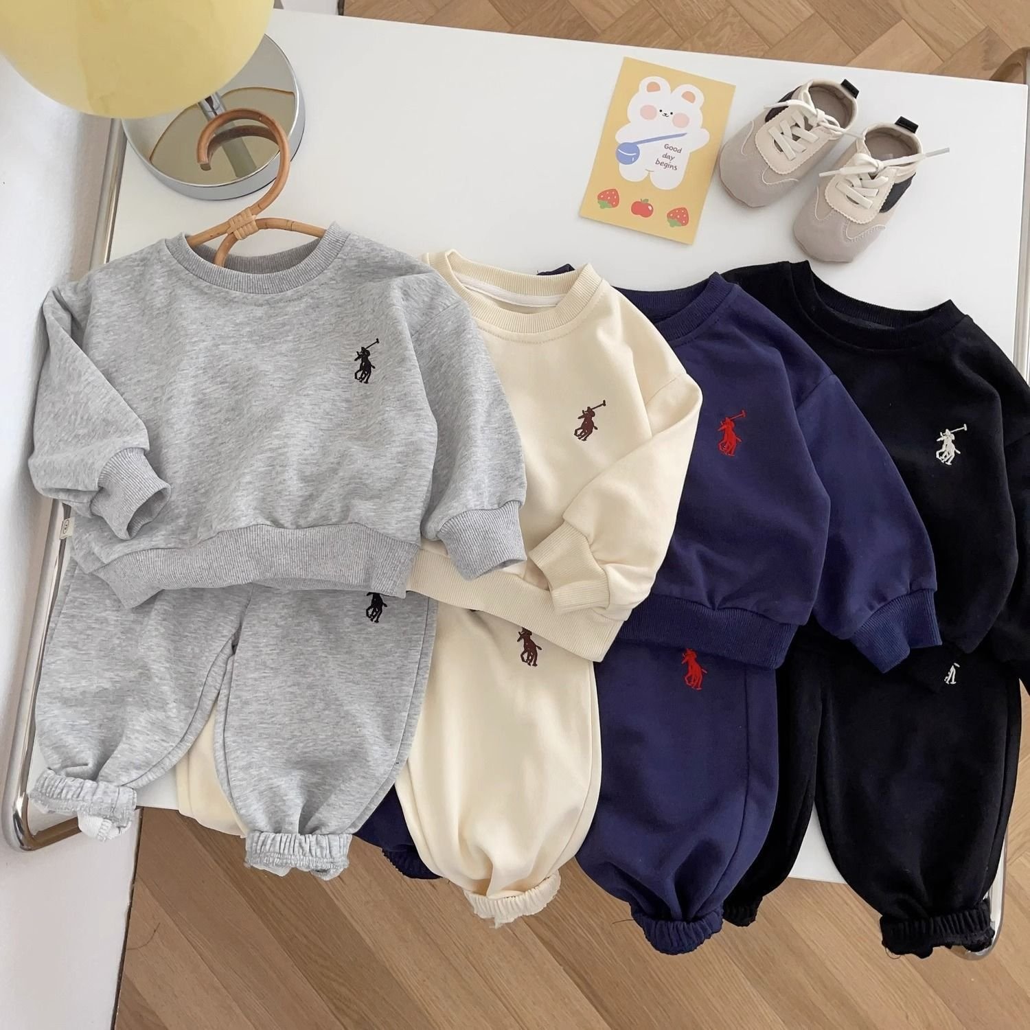 Wholesale Kids Clothing Two Piece Set Print Boys Long Sleeve Crew neck hoodie and pants