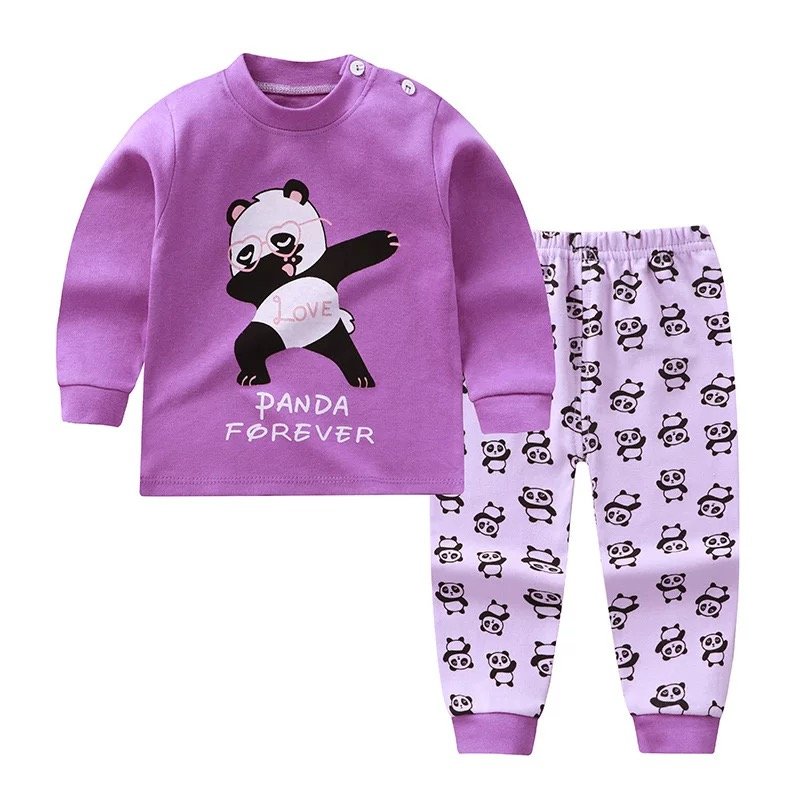 Autumn Winter 100% Cotton Long Sleeve And Long Pants Leisure Wear Kids Girls Boys Clothing Set Pajamas